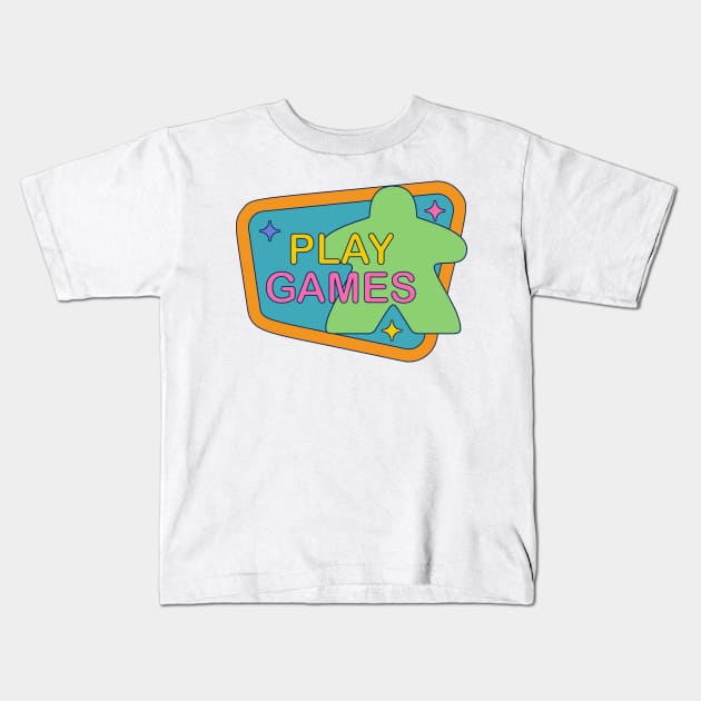 90s Colorful Retro Board Game Meeple Kids T-Shirt by Beam Geeks